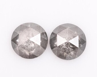 1.19 CT, 5.50 MM, Salt and Pepper Diamond, Round Rose Cut Diamond, Natural Loose Fancy Gray Diamond For Engagement Ring & Wedding Ring.