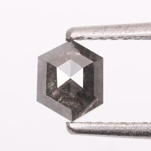 0.80 CT, 5.60 X 4.60 MM, Salt and Pepper Diamond, Hexagon Shape Diamond, Natural Loose Fancy Gray Diamond For Engagement Ring & Wedding Ring