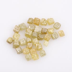 2.37 CT, 1.50 To 2.10 MM, Natural Rough Diamond, Raw Diamond, Cube Shape Diamond, Uncut Diamond Fancy Yellow Color Diamond,