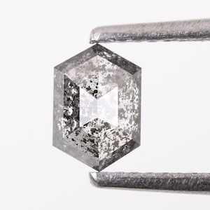 0.87 CT, 4.60 X 6.70 MM, Salt and Pepper Diamond, Hexagon Shape Diamond, Natural Loose Fancy Gray Diamond For Engagement Ring & Wedding Ring
