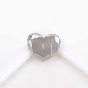 1.04 CT, 6.10 X 7.20 MM, Salt and Pepper Diamond, Natural Loose Heart Shape Fancy Gray Diamond For Wedding Ring & Engagement Ring.