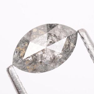 0,77 ct, Salz und Pfeffer Diamant im Marquise-Schliff, natürlicher lockerer, ausgefallener Marquise-Diamant im Rosenschliff für Verlobungsring, Geschenk für sie.