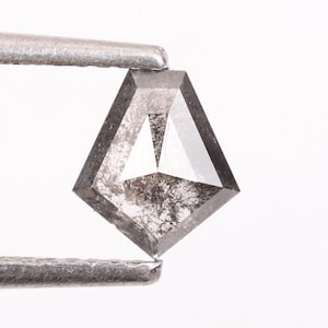 0.82 CT, 6.90 X 6.10 MM, Salt and Pepper Diamond, Natural Loose Shield Shape Diamond For Wedding Ring & Engagement Ring.