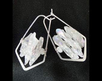 Iridescent Crystal and Sterling Silver Earrings