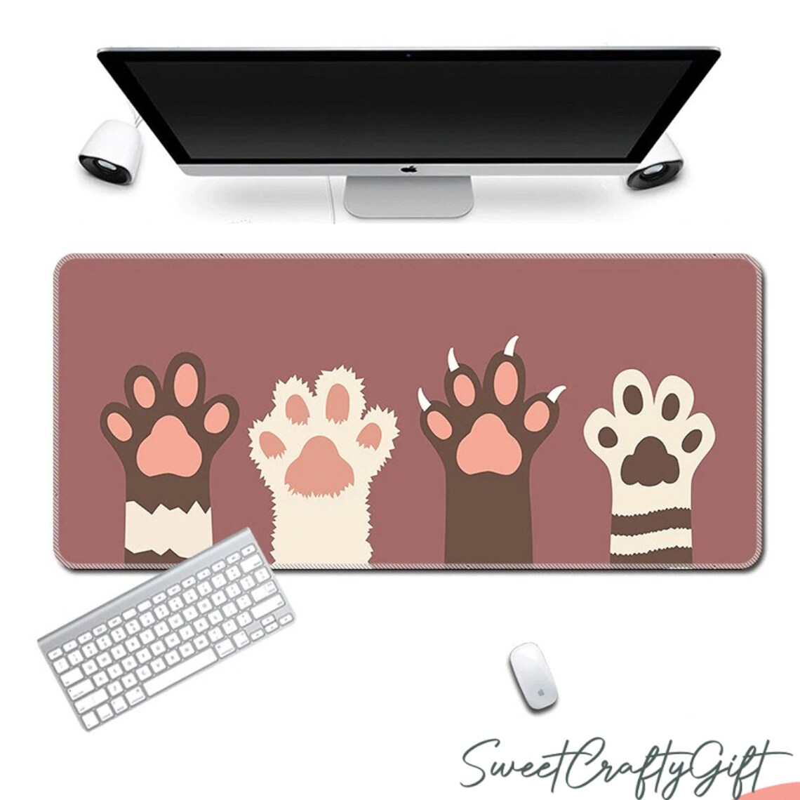 Cute Cat Mouse Pad Cat Large Desk PadFunny Cat Mouse Etsy