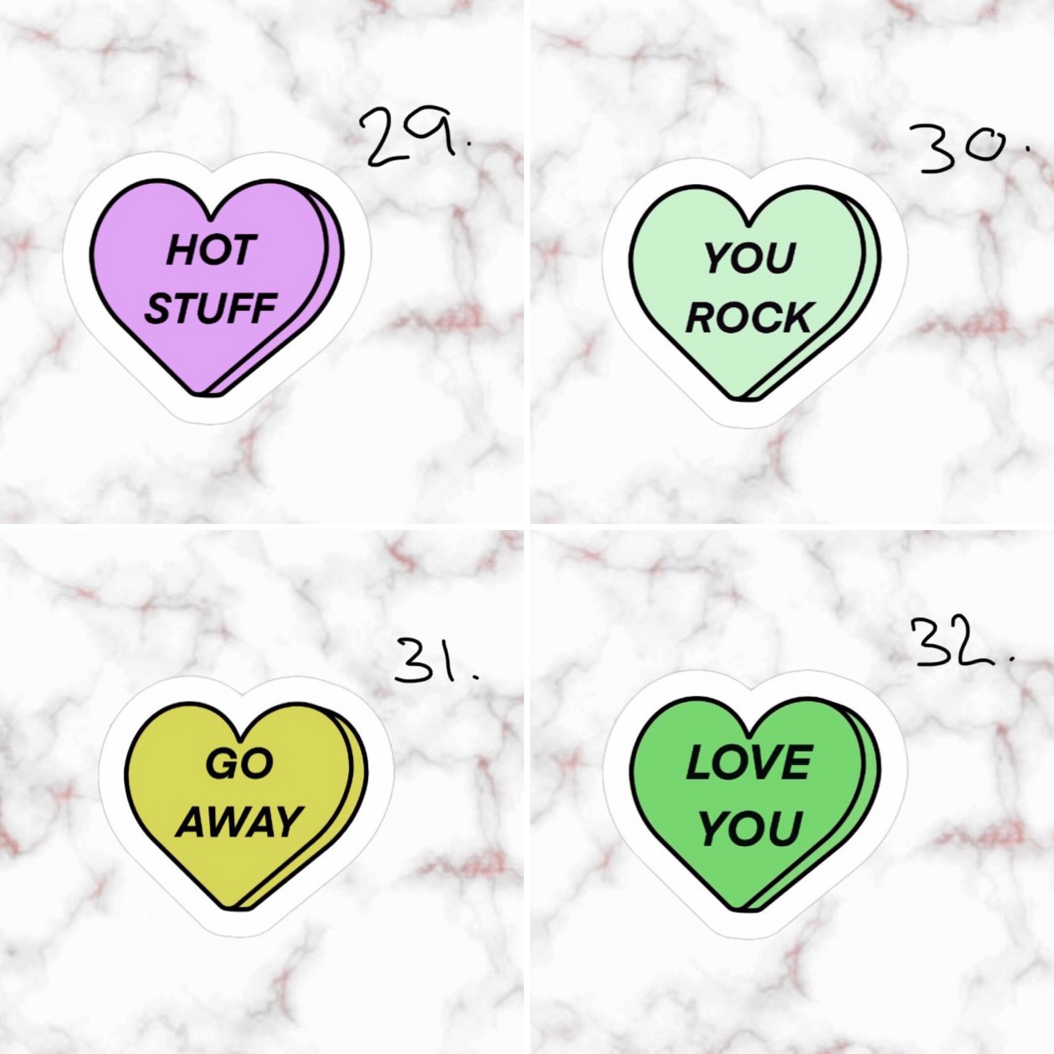 Love Hearts Stickers Etsy