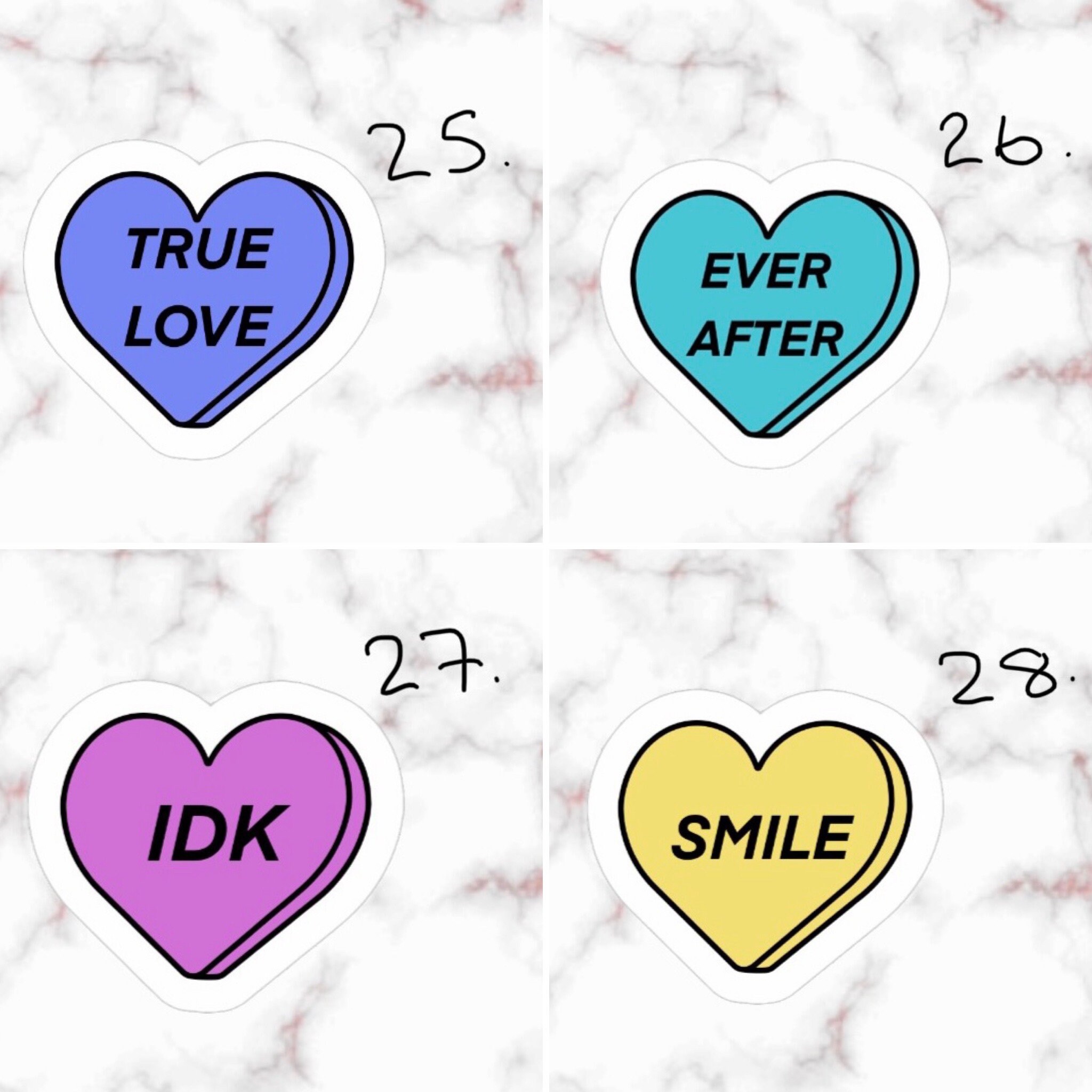 Love Hearts Stickers Etsy