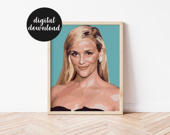 Reese Witherspoon print | Instant Digital Download Print, pop culture art, legally blonde, wall art, Reese Witherspoon art, celebrity art