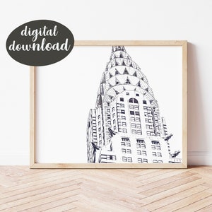 New York City Chrysler Building Print | Digital Download, New York Art Print, New York Wall Decor, New York Art