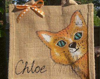 Personalised cat bag, shopper or lunch bag. Perfect gift for a cat lover.