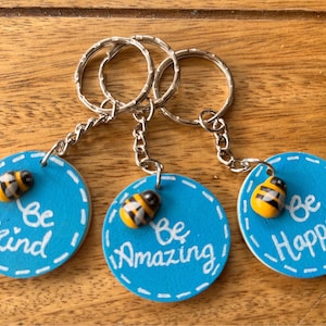 Hand Painted Bee Keyring: Personalised Leavers Gift