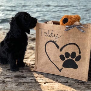 Personalised Jute Bag for dog lovers – Custom Name. Great gift for dogs or cats