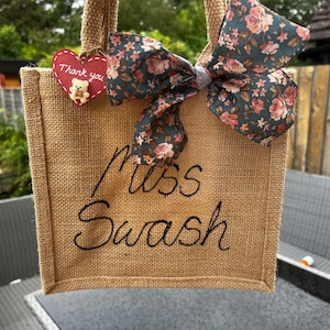 Personalised named Jute Gift Bag: Teacher, Nursery Worker Thank You Present