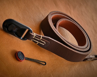 CK Mike Handcrafted Water Buffalo leather camera strap with Peak Design anchors. (2.3cm Wide)