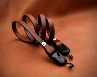 Water Buffalo Leather Camera Strap: Slim Rivet Style with Peak Design Anchors