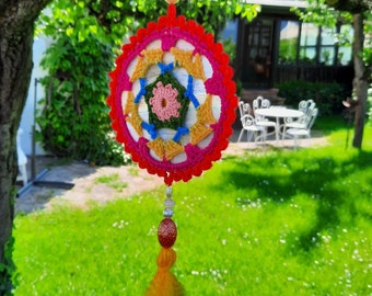 Crocheted glitter mandala