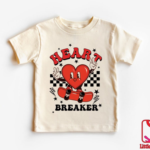 Retro Valentine's Day Shirt, Heart Breaker Kids Shirt, Cute Vintage Toddler Tee, Valentine's Day Natural Shirt