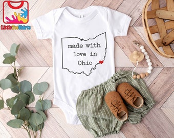 Cute State Love Baby Onesie® - Made With Love In Ohio Baby Onesie®