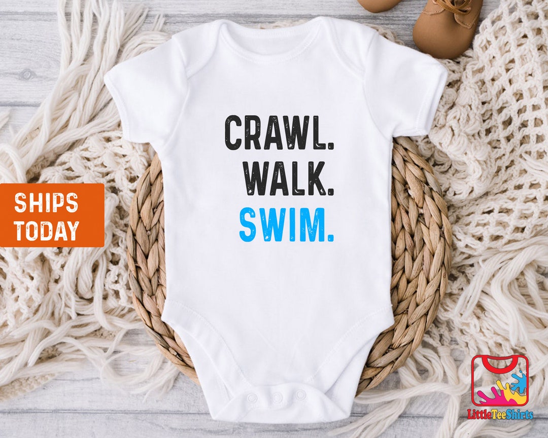 Swimming Baby Onesie Crawl Walk Swim Baby Bodysuit Cute Little Swimmer