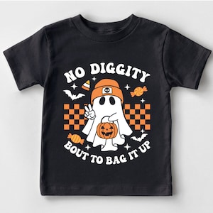 Funny Halloween Toddler Shirt - Boys No Diggity Kids Tee - Retro Ghost Boys Shirt - Black