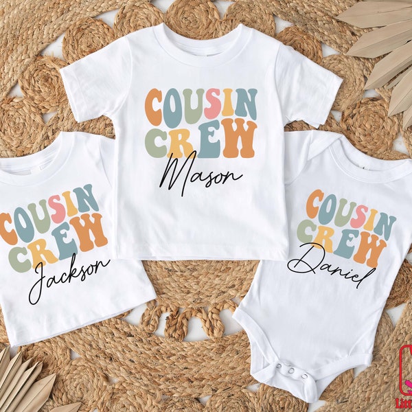 Cousin Crew Shirts for Kids, Big Cousin Shirts Matching Cousin TShirt, New to the Crazy Cousin Crew Shirt, Groovy Beach Cousin Era Vacation