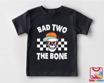 Bad Two The Bone Toddler Shirt, Second Birthday Halloween Tee, 2 Year Old Boys Shirt, Birthday Boy Shirt 2, Black