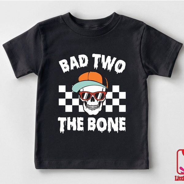 Bad Two The Bone Toddler Shirt, Second Birthday Halloween Tee, 2 Year Old Boys Shirt, Birthday Boy Shirt 2, Black