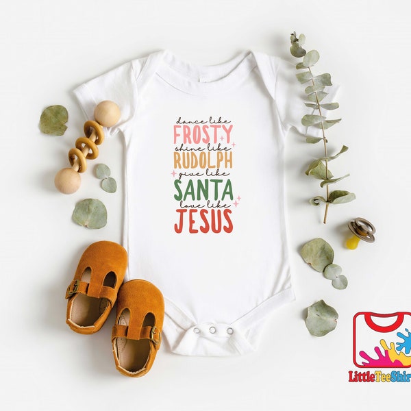 Dance like Frosty Baby Onesie®, Christmas Baby Bodysuit,Vintage Religious Onesie®, Cute Retro Reindeer Natural Onesie®