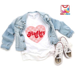 Personalized Valentine's Toddler Shirt, Kids Valentine Outfits,  Cute Heart Shirt, girls valentines day shirt, name valentine's gift heart