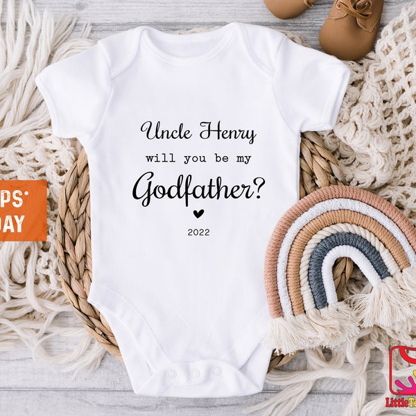Uncle , Will you be my Godfather Baby Onesie® | Cute Godfather Proposal Baby Onesie® | Cute Godfather Announcement Onesie