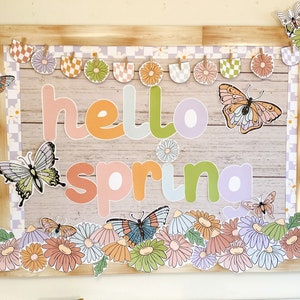 Retro Spring Bulletin Board Set: Butterfly & Flower Classroom Decor (Digital Download)