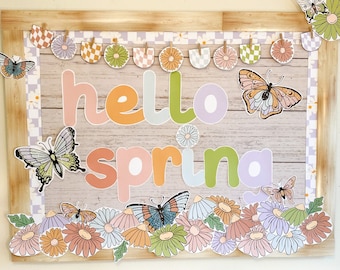 Retro Spring Bulletin Board Set: Butterfly & Flower Classroom Decor (Digital Download)