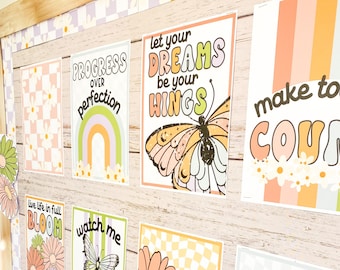 Retro Spring Classroom Decor Bundle: Bulletin Boards, Slides, Newsletters (Digital Download)