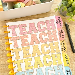 Printable Editable Teacher Lesson Planner for 2023 - 2024 School Year - Digital Download - Bright Retro Theme