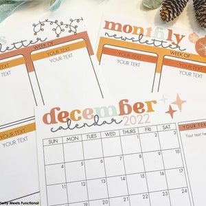 Printable Winter Holiday and Christmas Themed Classroom Newsletter and Calendar Templates - Editable