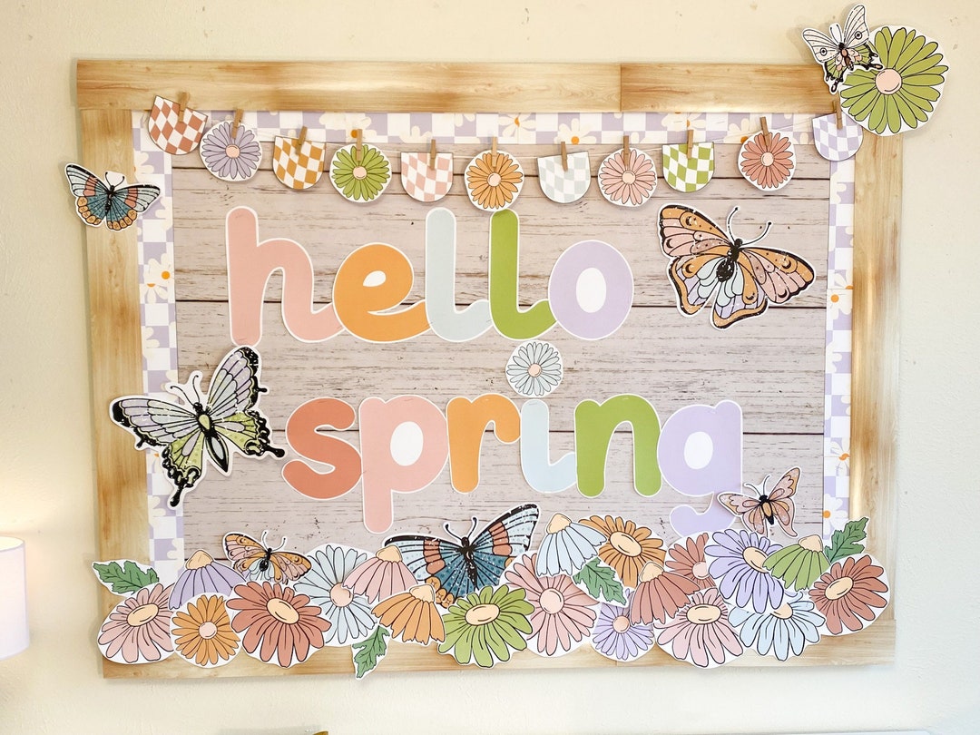 Retro Spring Themed Printable Bulletin Board or Door Display Set for ...