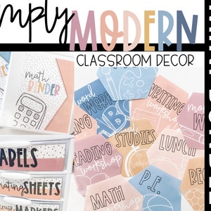 Printable Modern Classroom Decor Mini Bundle - Boho - Muted - Calming Colors - Spotted - Doodle Designs