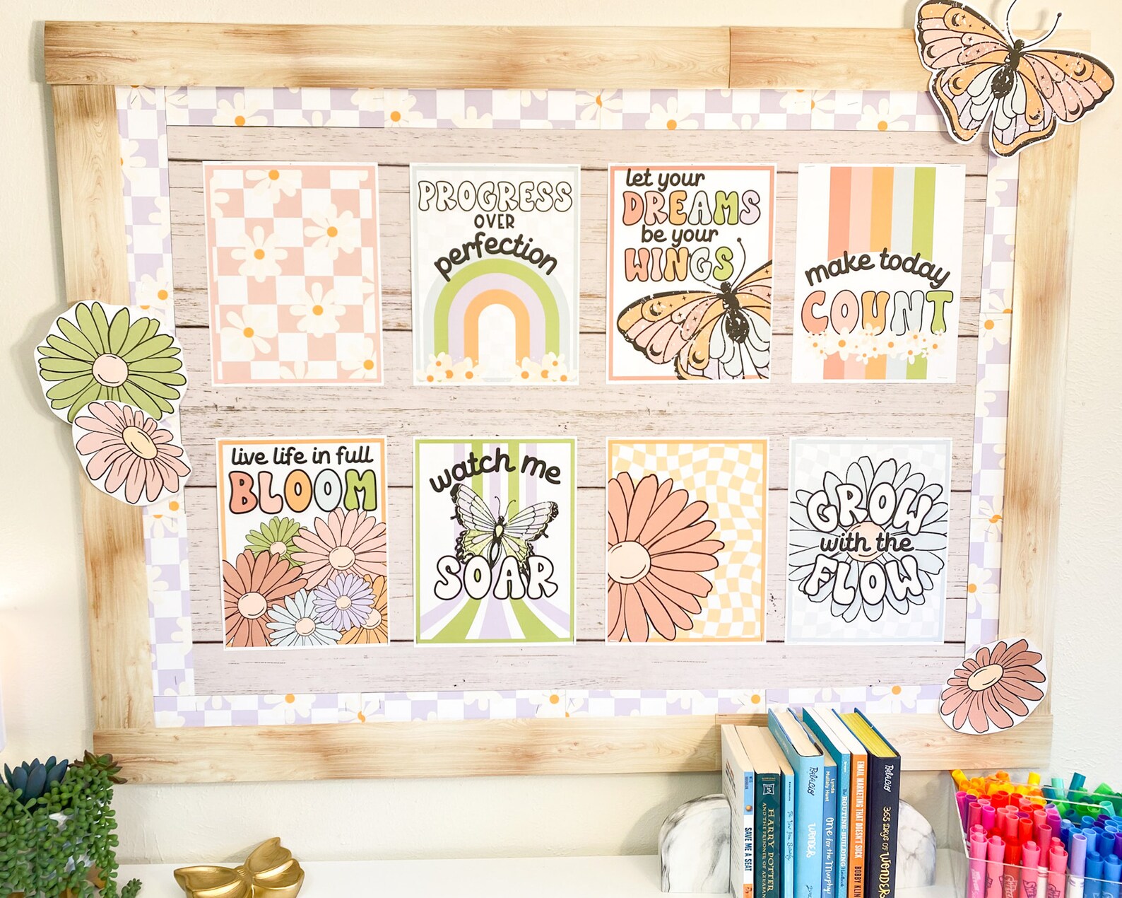 Retro Spring Classroom Decor Bundle: Bulletin Boards, Slides ...