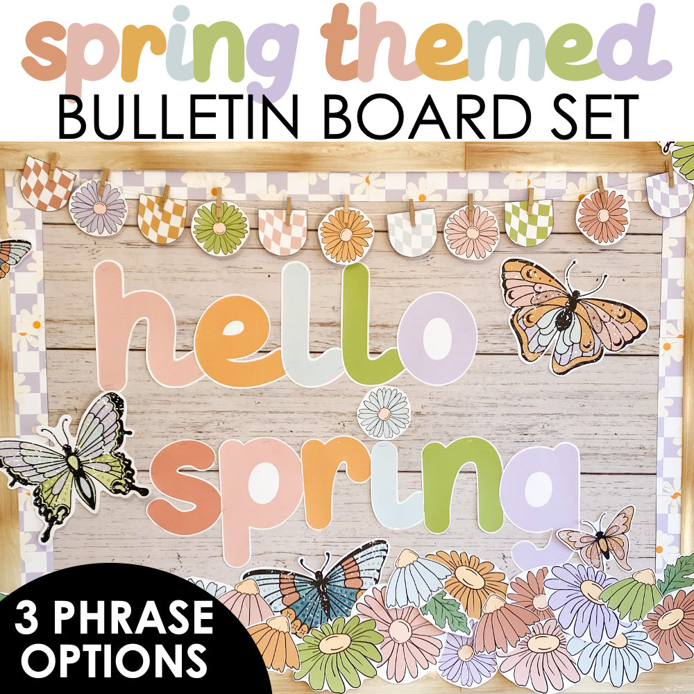 Retro Spring Bulletin Board Set: Butterfly & Flower Classroom Decor ...