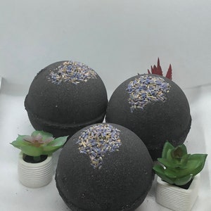 Charcoal Black Bath Bomb,Bath Bomb, Black Lavender Bath Bomb, Black Fizzy Bath Bomb, Lavender Scented Bath Bomb