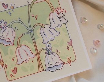 bunny and lily of the valley art print