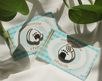 onigiri riceballs hard enamel pins | bento enamel pin series