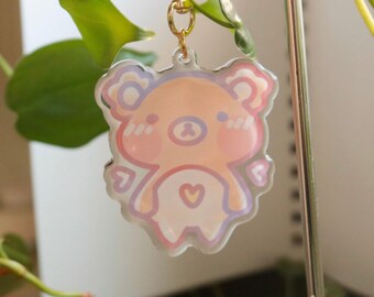 fluffy bear acrylic keychain