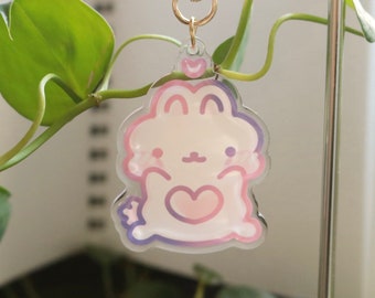 fluffy bunny acrylic keychain