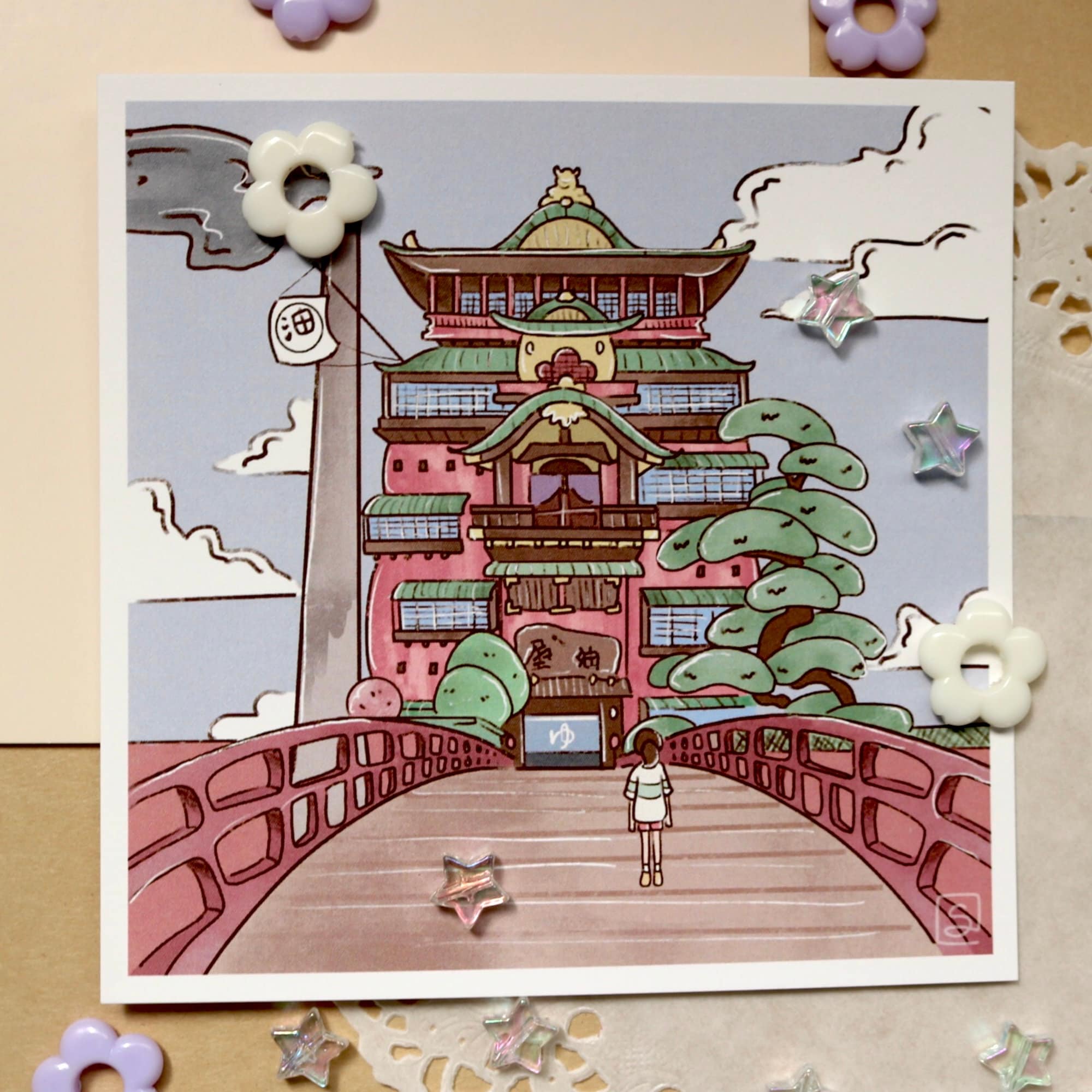 Spirited Away Bathhouse Drawing Spirited Away Bathhouse Art Print
