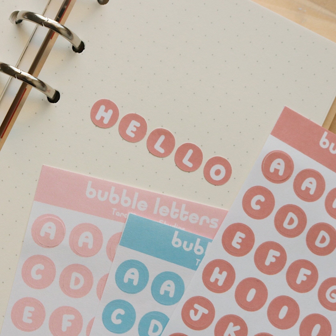 Bubble Letter Sticker Sheet Etsy