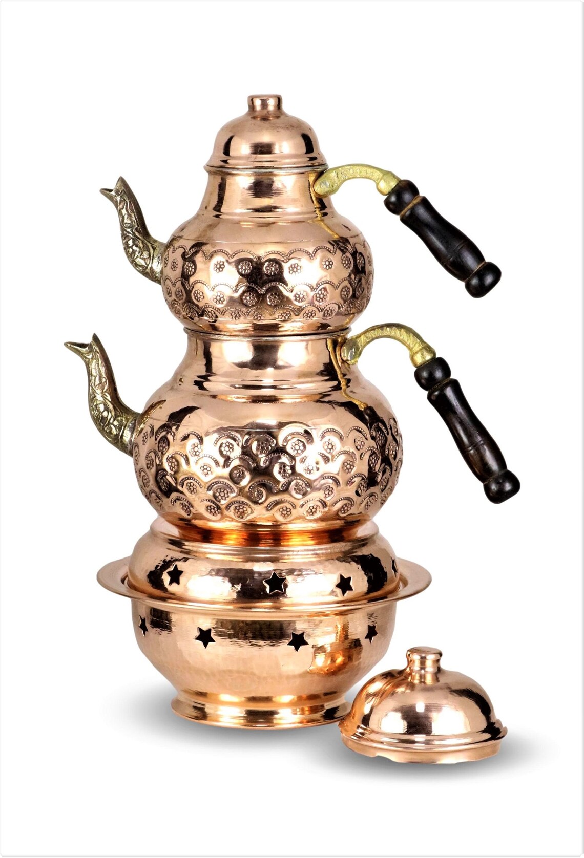 Handmade Copper Turkish Teapot with Heater Copper Tea Maker Etsy