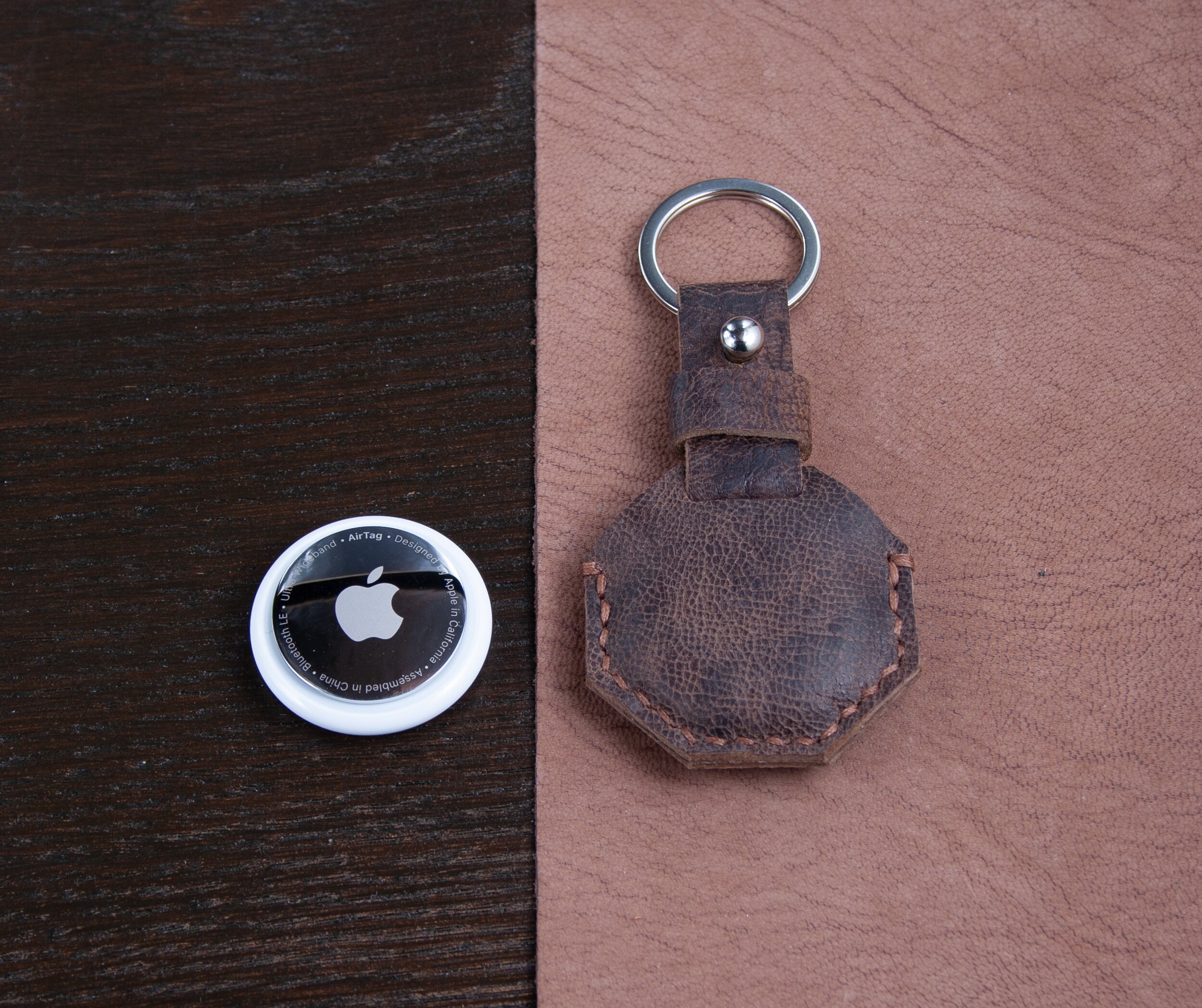 Apple Airtag Genuine Leather Keychain Etsy