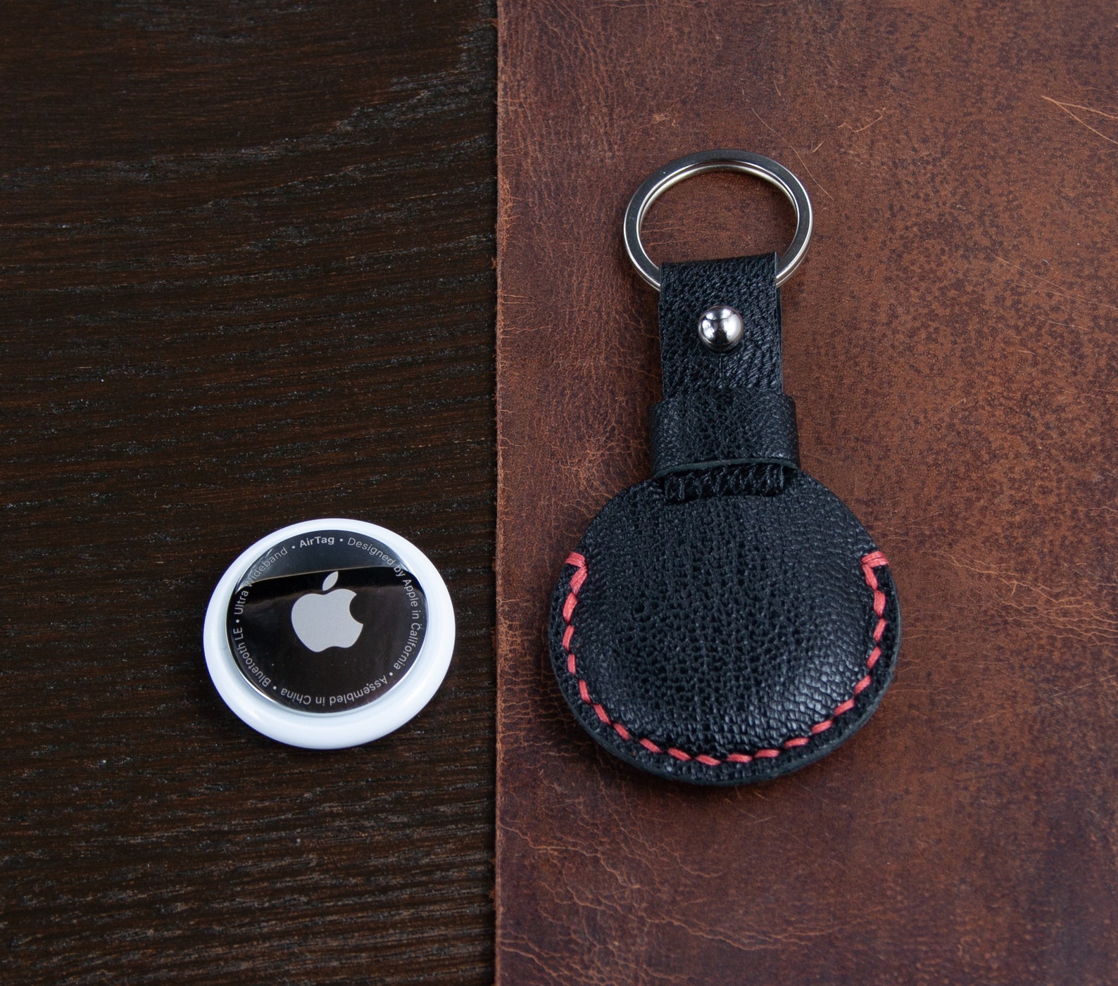 Apple Airtag Genuine Leather Keychain Etsy