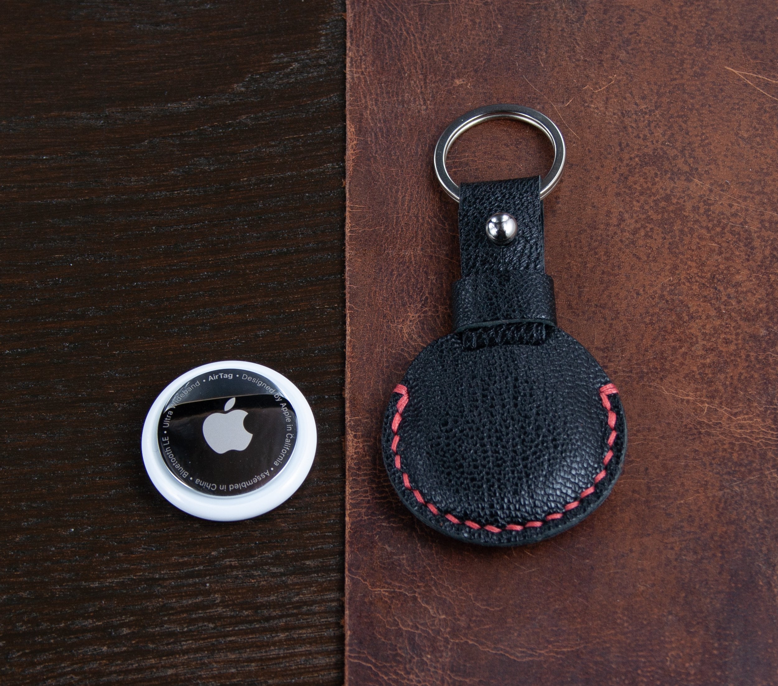 Apple Airtag Genuine Leather Keychain Etsy